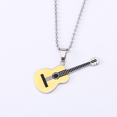 Stílusos férfi acéllánc gitárfüggővel