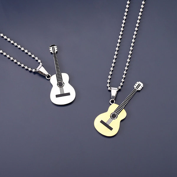 Мъжка стилна стоманена верижка с висулка китара