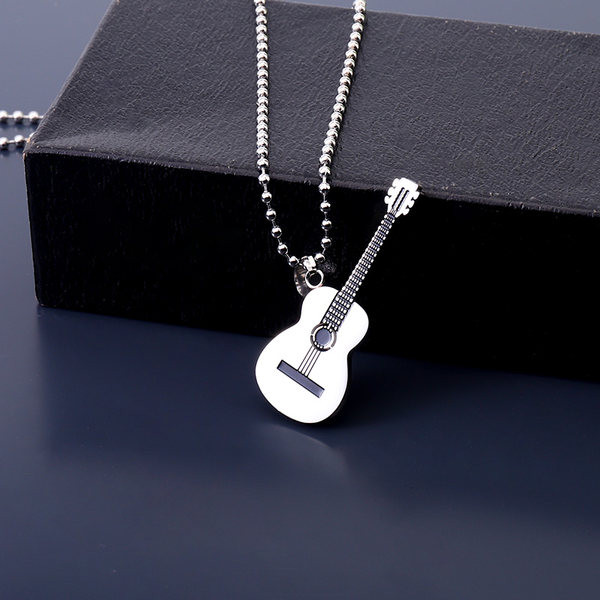 Мъжка стилна стоманена верижка с висулка китара