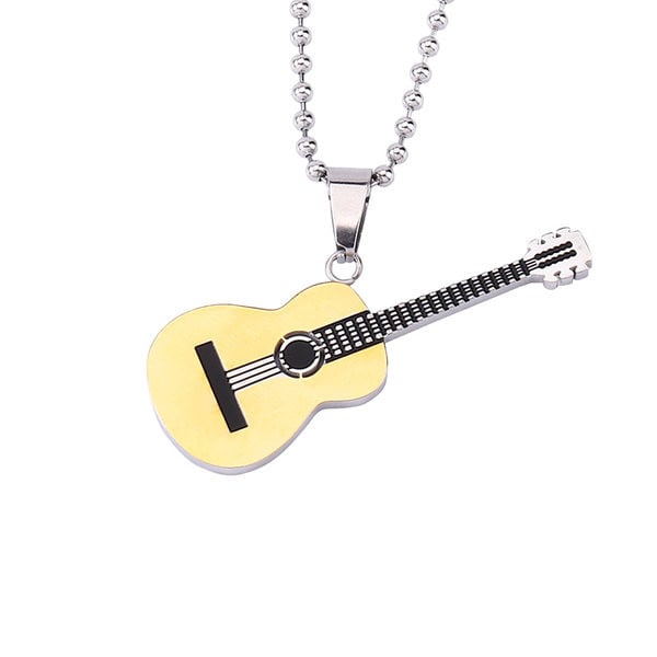 Мъжка стилна стоманена верижка с висулка китара