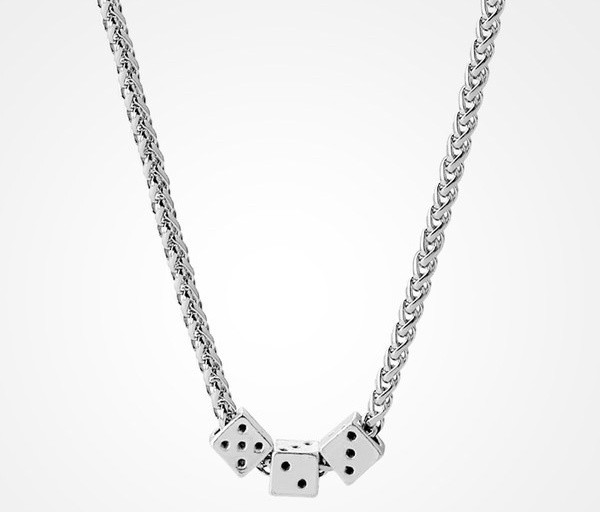 Мъжка актуална стоманена верижка със зарове
