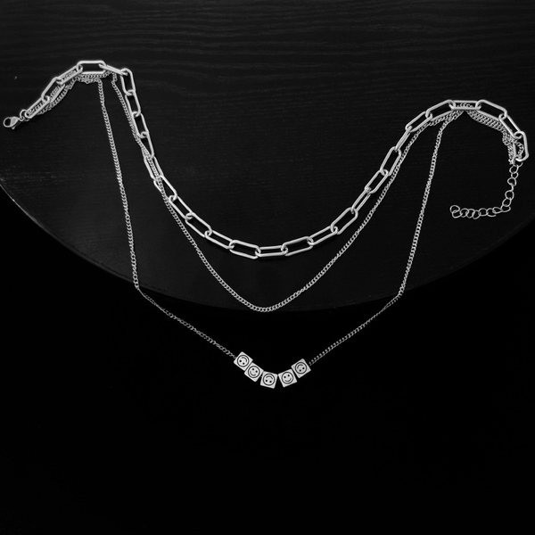 Модерна мъжка двулслойна стоманена верижка с висулка