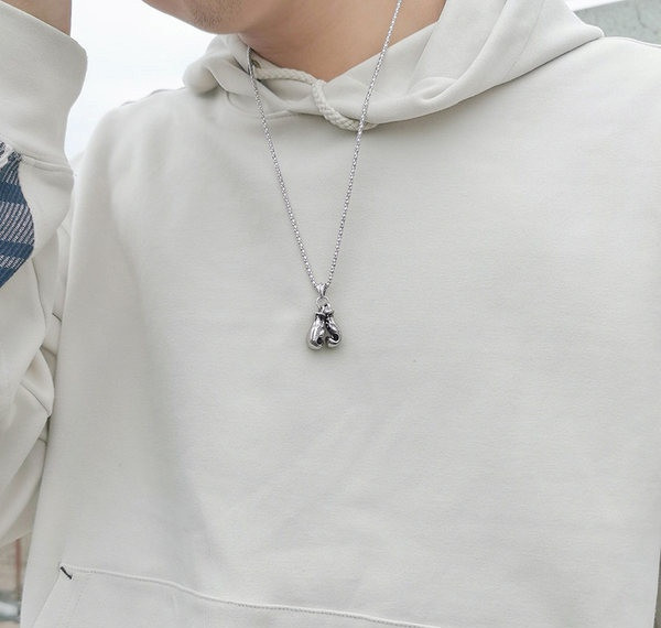 Стоманена мъжка верижка с висулка боксови ръкавици