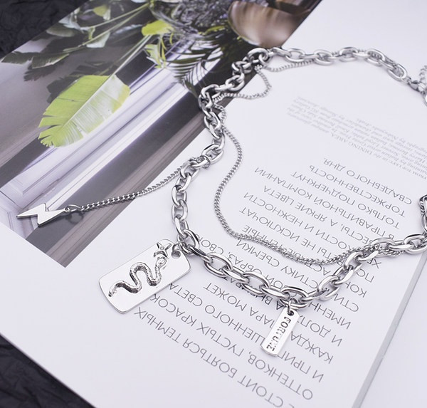 Moderan dvoslojni čelični muški lančić s privjescima