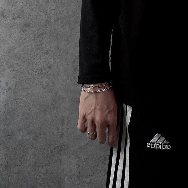 Moderna muška čelična dvoslojna narukvica