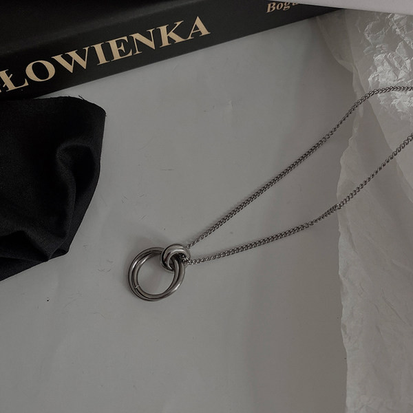 Ανδρική αλυσίδα από ατσάλι με στρογγυλό μενταγιόν