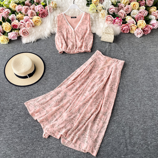 Ženski komplet s cvjetnim uzorkom i dugim hlačama