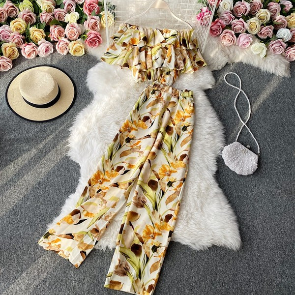 Šareni ženski komplet poprsja i dugih hlača