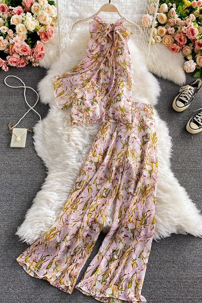 Ženski moderan set sa cvjetnim uzorkom iz dva dijela