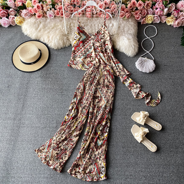 Šareni ženski komplet iz dva dijela sa dugim hlačama