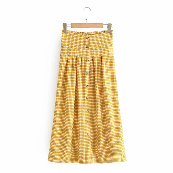 Vasaras rūtainu rūtu un svārku komplekts ar pogām