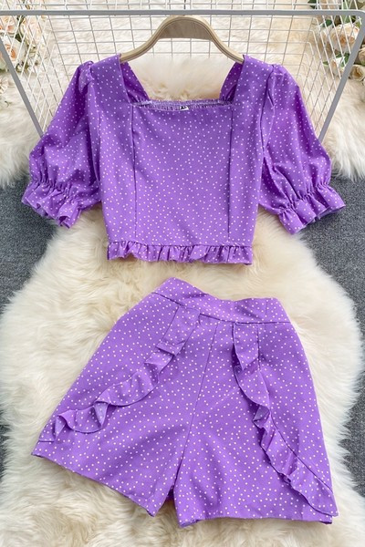 Stilīgs sieviešu vasaras komplekts no divām daļām punktos