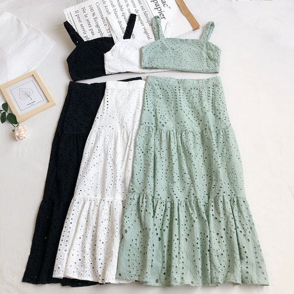 Ženski komplet iz dva dijela - duga suknja i majica bez rukava