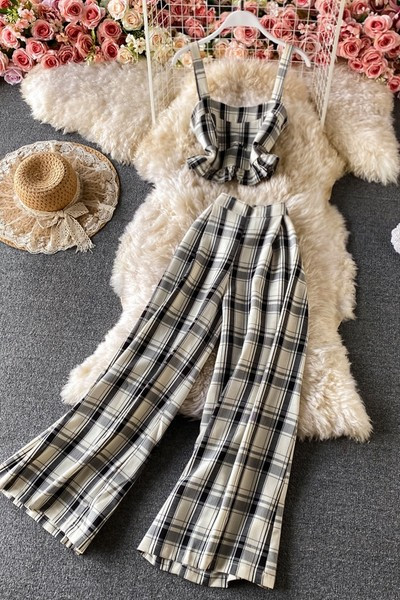 Ženski karirani set iz dva dijela