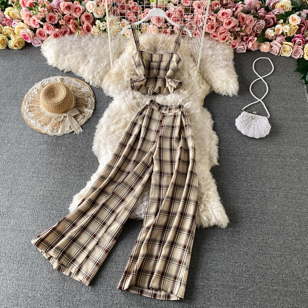 Ženski karirani set iz dva dijela