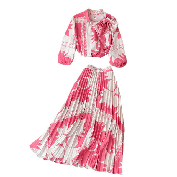 Ženski elegantni dvodijelni komplet s plisiranom suknjom