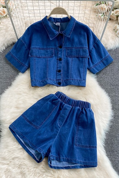 Novi model ženskog jeans kompleta plave boje