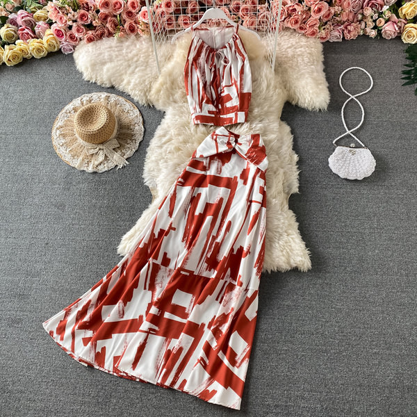 Ljetni ženski komplet bez rukava i duge suknje