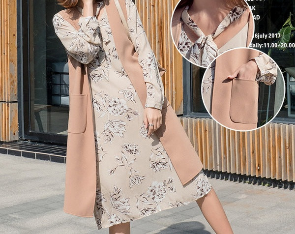 Moderan ženski komplet haljina i prsluk - za trudnice