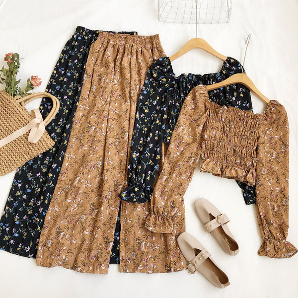 Ženski komplet sa cvjetnim motivima - iz dva dijela