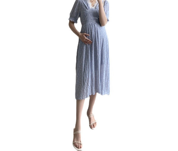 Elegantna ženska elastična haljina za trudnice