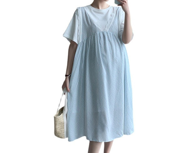 Moderna ženska haljina širokog jednobojnog modela za trudnice