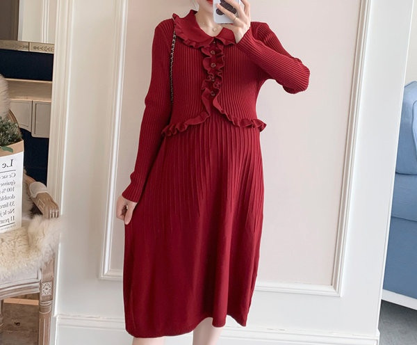 Elegantna ženska haljina s dugim rukavima za trudnice