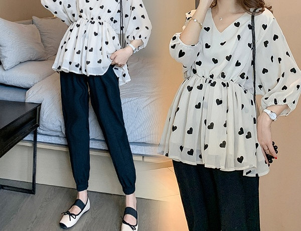 Moderan ženski komplet bluza i hlače za trudnice