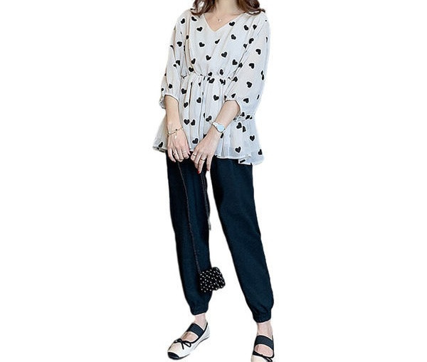 Moderan ženski komplet bluza i hlače za trudnice