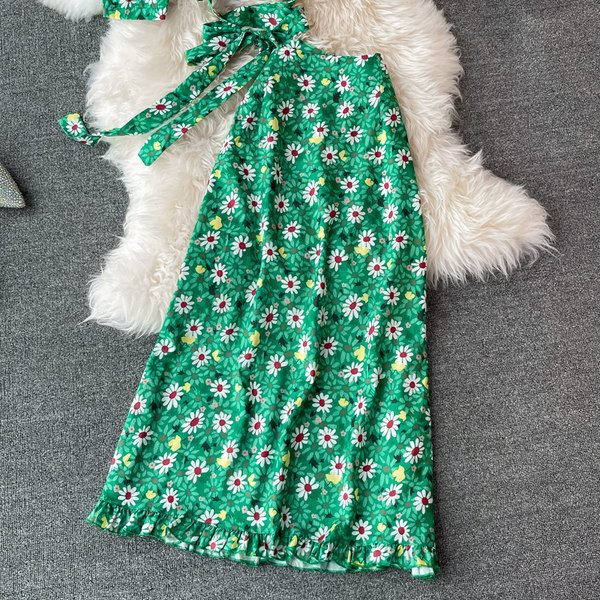 Ženski kompleti sa cvjetnim uzorkom u zelenoj boji