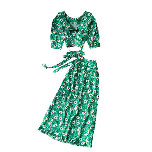 Ženski kompleti sa cvjetnim uzorkom u zelenoj boji