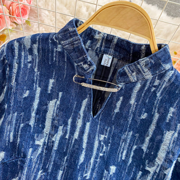 Ženski teksas set iz dva dela plave boje