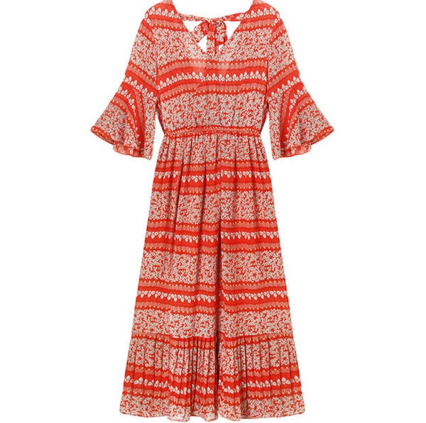 Moderna ženska duga haljina s uzorkom za trudnice