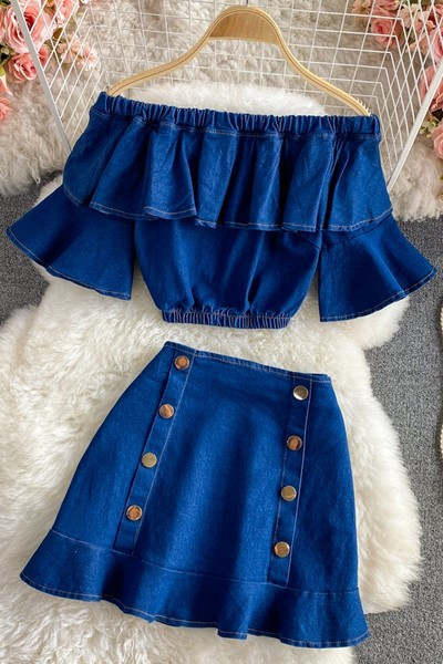 Ljetni ženski komplet iz dva dijela - suknja i bluza