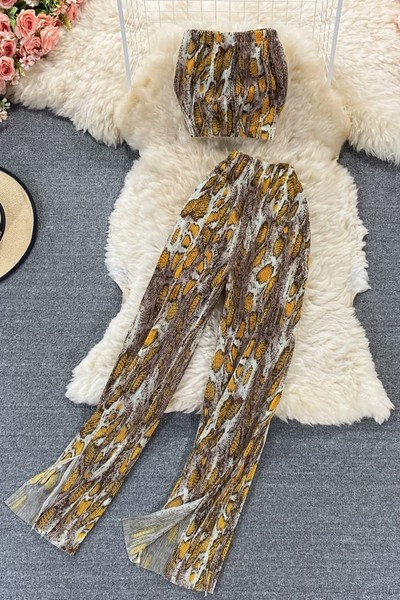 Elegantni ženski komplet s uzorkom u više boja