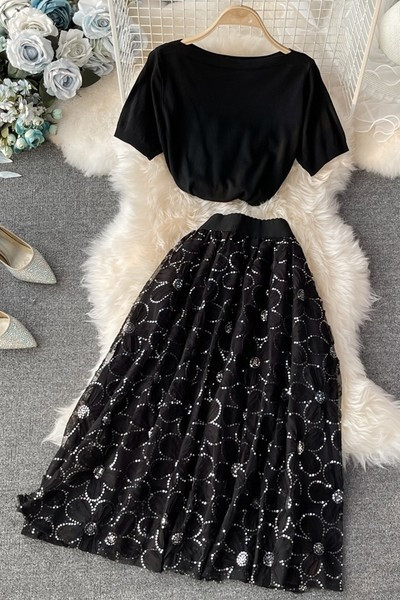 Elegantni ženski komplet s elastičnim strukom