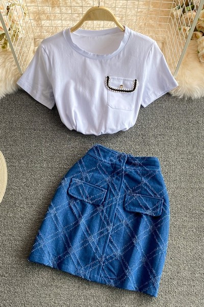 Ženski casual komplet s visokim strukom