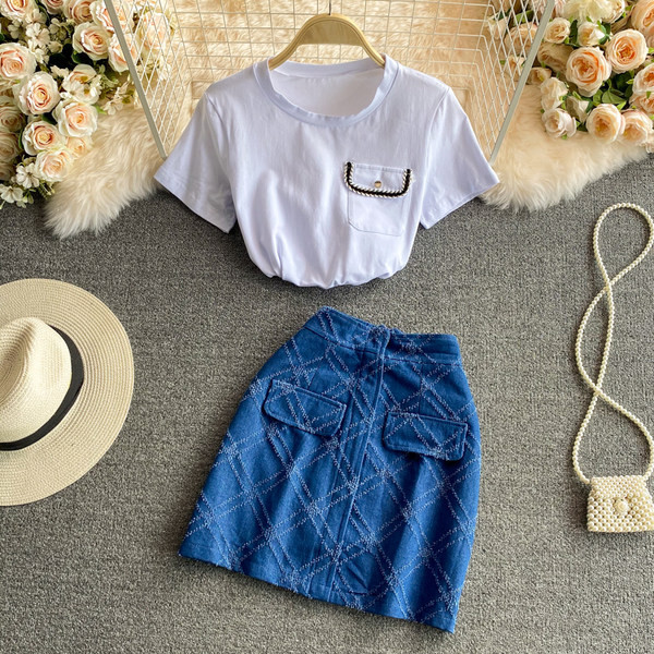 Ženski casual komplet s visokim strukom