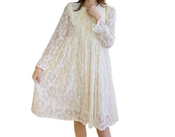 Elegantna zenska cipkasta haljina za trudnice