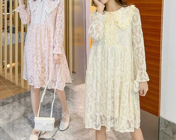 Elegantna zenska cipkasta haljina za trudnice