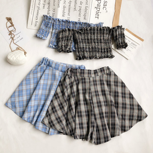 Karirani ženski dnevni set u četiri boje