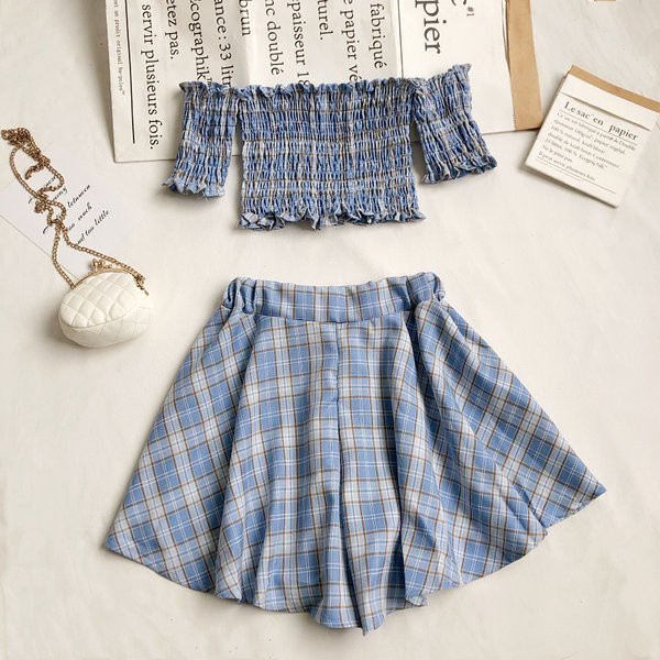 Karirani ženski dnevni set u četiri boje