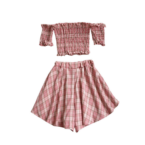 Karirani ženski dnevni set u četiri boje