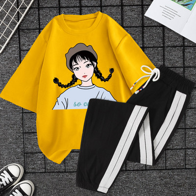 Casual ženski komplet majica kratkih rukava i hlača - razne aplikacije