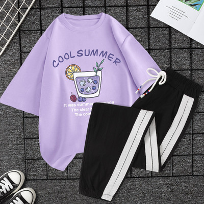 Casual ženski komplet majica kratkih rukava i hlača - razne aplikacije