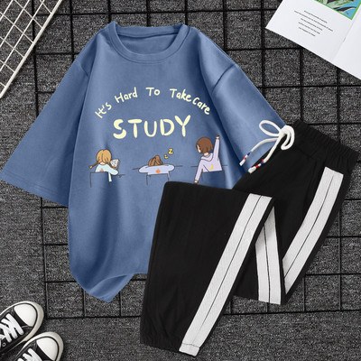 Casual ženski komplet majica kratkih rukava i hlača - razne aplikacije