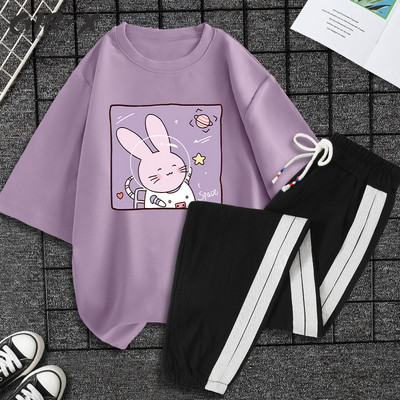 Casual ženski komplet majica kratkih rukava i hlača - razne aplikacije