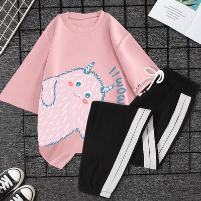 Casual ženski komplet majica kratkih rukava i hlača - razne aplikacije