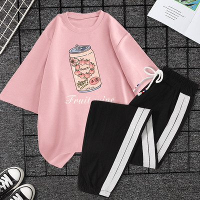 Casual ženski komplet majica kratkih rukava i hlača - razne aplikacije