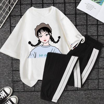 Casual ženski komplet majica kratkih rukava i hlača - razne aplikacije